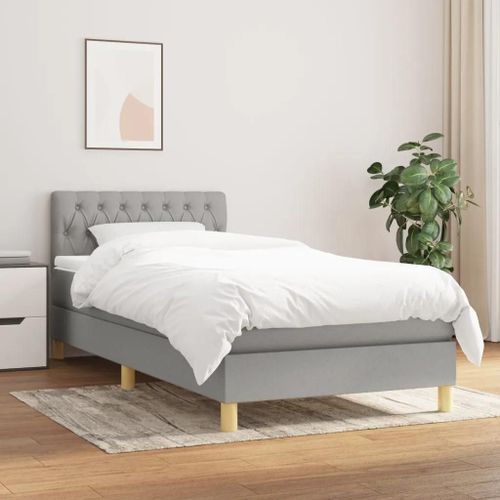 Prolenta Premium - Sommier à lattes de lit avec matelas Gris clair 100x200cm Tissu