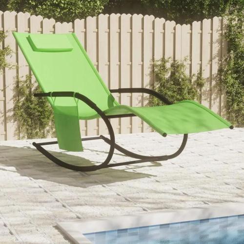 Prolenta Premium - Chaise Longue À Bascule Vert Acier Et Textilène