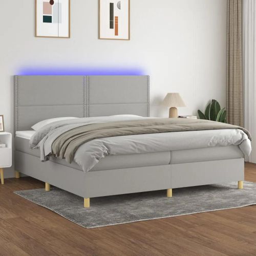 Prolenta Premium - Sommier à lattes de lit matelas et LED Gris clair 200x200 cm