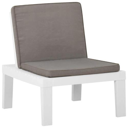 Prolenta Premium - Chaise De Salon De Jardin Avec Coussin Plastique Blanc