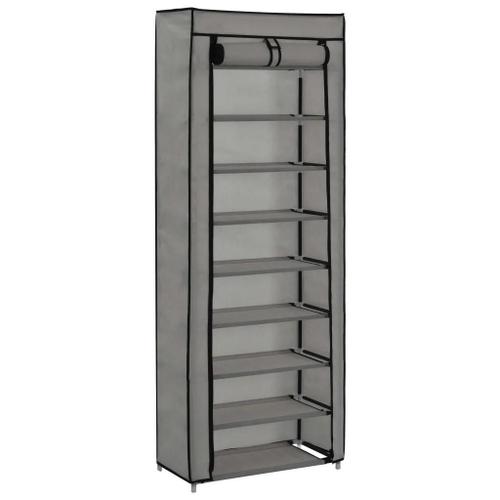 Prolenta Premium - Armoire À Chaussures Avec Housse Gris 57x29x162 Cm Tissu