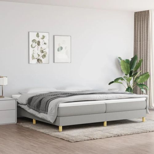 Prolenta Premium - Sommier à lattes de lit avec matelas Gris clair 200x200cm Tissu