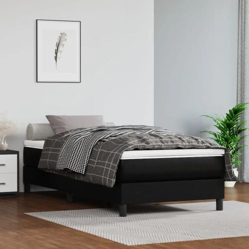 Prolenta Premium - Sommier à lattes de lit avec matelas Noir 90x200 cm Similicuir