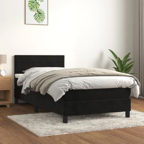 Prolenta Premium - Sommier à lattes de lit avec matelas Noir 90x200 cm Velours