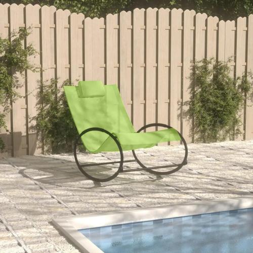 Prolenta Premium - Chaise Longue Avec Oreiller Acier Et Textilène Vert