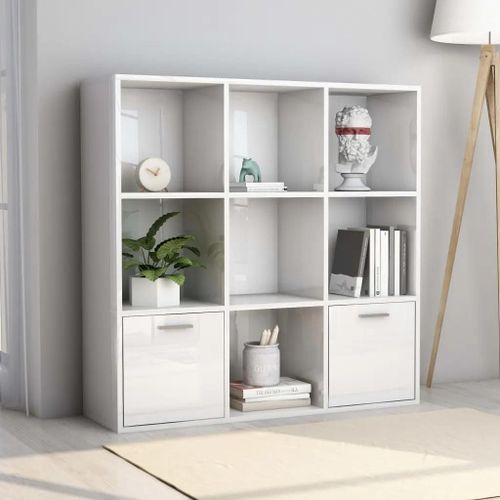 Prolenta Premium - Bibliothèque Blanc Brillant 98x30x98 Cm Bois D¿Ingénierie