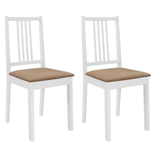 Prolenta Premium - Chaises À Manger Avec Coussins Lot De 2 Blanc Bois Solide