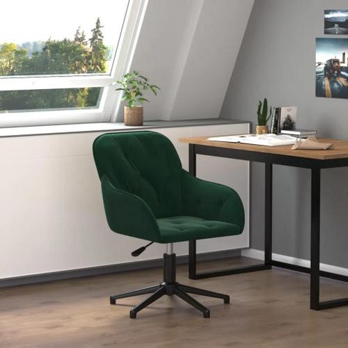 Prolenta Premium - Chaise Pivotante De Bureau Vert Foncé Velours