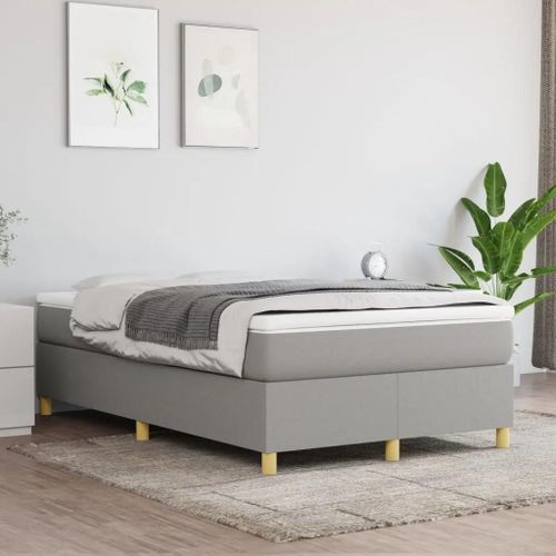Prolenta Premium - Sommier à lattes de lit avec matelas Gris clair 120x200cm Tissu