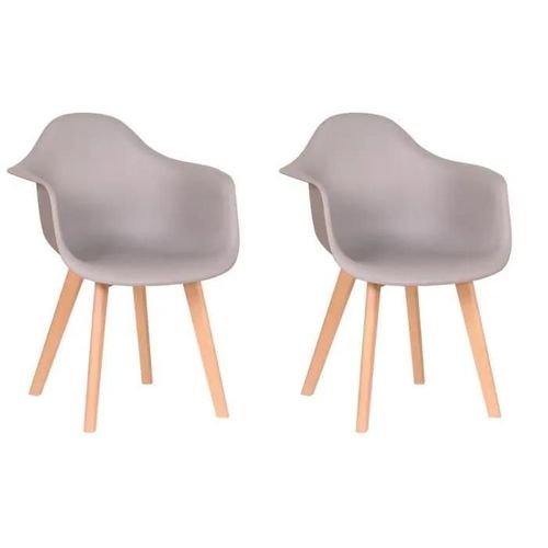 Lot De 2 Chaises De Salle À Manger Avec Accoudoirs, Chaises De Style Moderne(Gris)