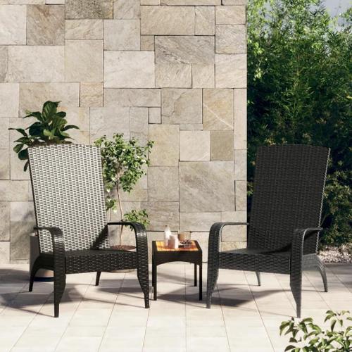 Prolenta Premium - Chaise De Jardin Adirondack Noir Résine Tressée