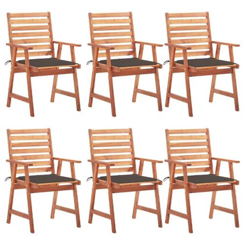 Prolenta Premium - Chaises À Manger D'extérieur Lot De 6 Et Coussins Acacia Massif