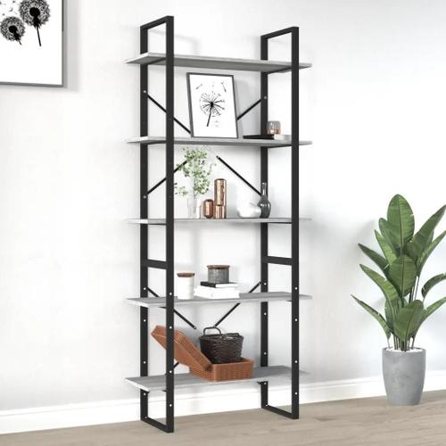 Prolenta Premium - Bibliothèque 5 Niveaux Sonoma Gris 80x30x175 Cm