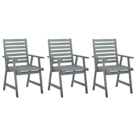 Prolenta Premium - Chaises À Manger D'extérieur Lot De 3 Gris Bois D'acacia