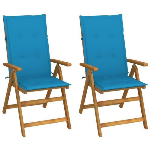 Prolenta Premium - Chaises Inclinables De Jardin Lot De 2 Et Coussins Bois Acacia