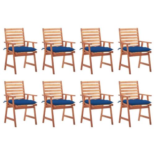 Prolenta Premium - Chaises À Manger D'extérieur Lot De 8 Et Coussins Acacia Massif