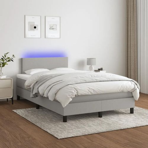 Prolenta Premium - Sommier à lattes de lit matelas LED Gris clair 120x200 cm Tissu