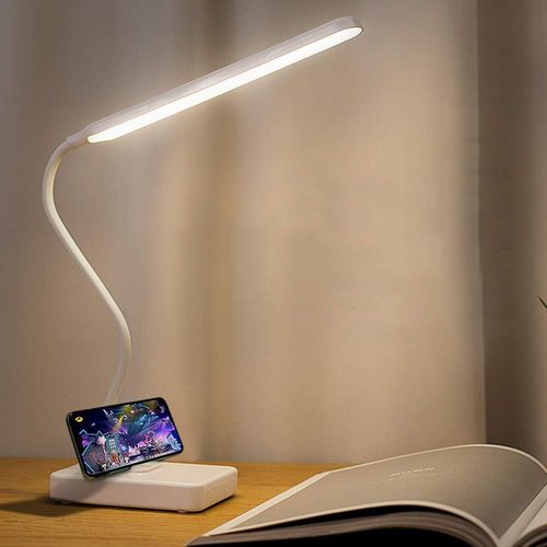 Lampe De Bureau Led Sans Fil Rechargeable Par Usb 2000 Mah Alimenté Par Batterie Interrupteur Tactile 3 Couleurs Led 6 Luminosité Dimmable Lampe De Table Portable Pour Lecture Étude Bureau Dortoir