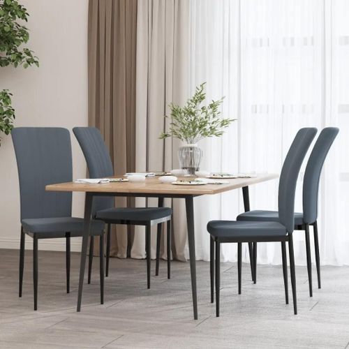 Prolenta Premium - Chaises À Manger Lot De 4 Gris Foncé Velours