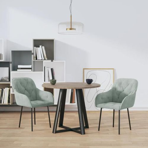 Prolenta Premium - Chaises À Manger Lot De 2 Gris Clair Velours