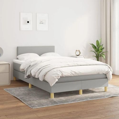 Prolenta Premium - Sommier à lattes de lit avec matelas Gris clair 120x200cm Tissu