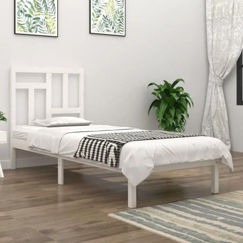 Prolenta Premium - Cadre de lit sans matelas blanc 90x200 cm bois de pin massif