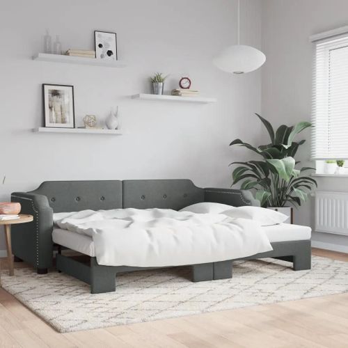 Prolenta Premium - Lit De Jour Avec Gigogne Sans Matelas Gris Foncé 90x200 Cm