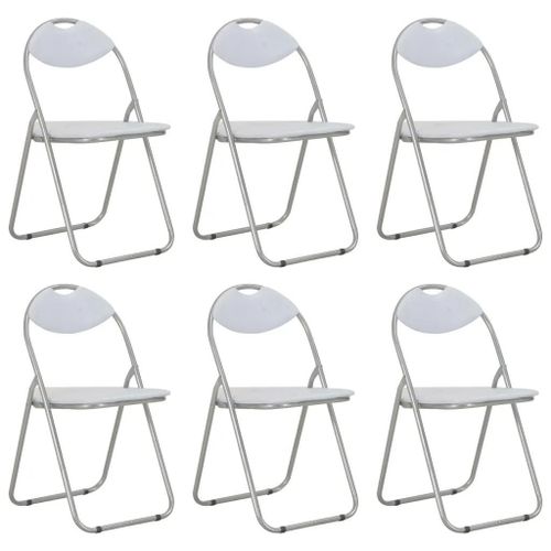 Prolenta Premium - Chaises Pliantes À Manger Lot De 6 Blanc Similicuir