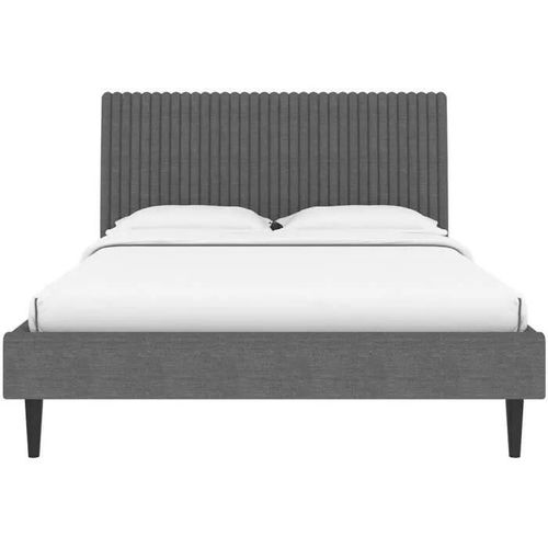 Lit Adulte Remsen - 140 X 190 Cm - Sommier Inclus - Gris Foncé