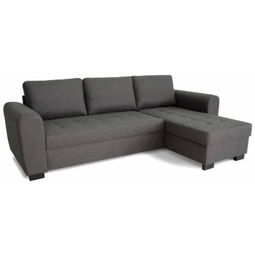 Canapé D'angle Fixe Réversible 4 Places - Tissu Anthracite - L245 X P150 X H86 Cm - Hamilton - Fabriqué En Ukraine