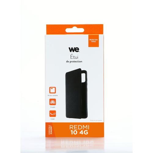 We Etui Folio Classique Xiaomi Redmi 10 Noir: Anti-Chocs - Léger - Ultra-Fin Fonction Support - Accès Caméra