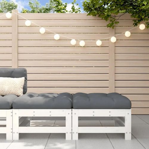 Prolenta Premium - Repose-Pieds De Jardin Coussins Lot De 2 Blanc Bois Pin Massif
