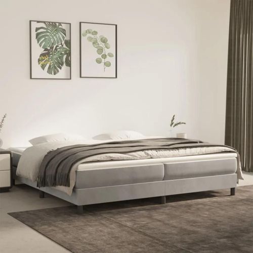 Prolenta Premium - Sommier à lattes de lit et matelas Gris clair 200x200cm Velours