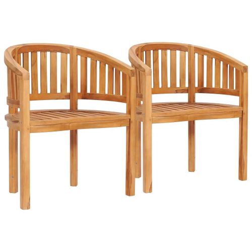 Prolenta Premium - Chaises En Forme De Banane Lot De 2 Bois De Teck Solide
