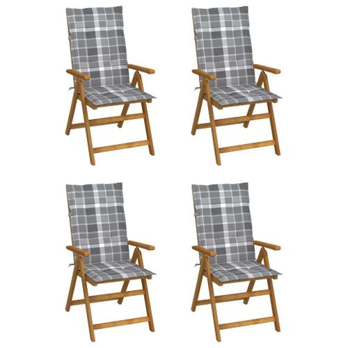 Prolenta Premium - Chaises Inclinables De Jardin Lot De 4 Et Coussins Bois Acacia