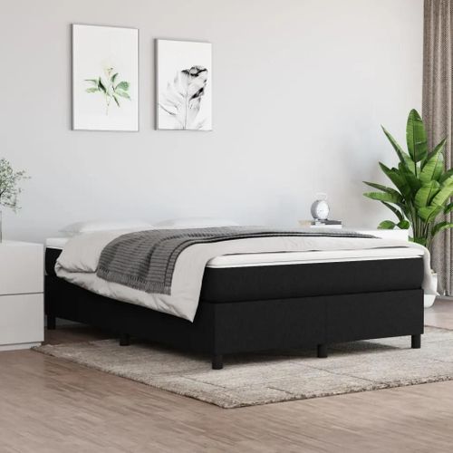 Prolenta Premium - Sommier à lattes de lit avec matelas Noir 140x200 cm Tissu