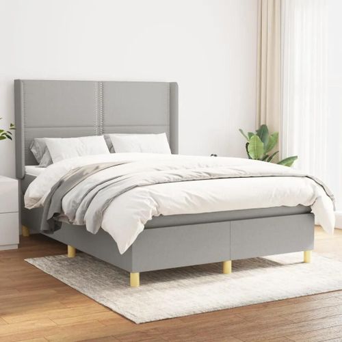 Prolenta Premium - Sommier à lattes de lit avec matelas Gris clair 140x200cm Tissu