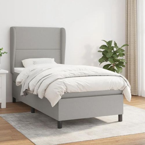 Prolenta Premium - Sommier à lattes de lit avec matelas Gris clair 100x200cm Tissu