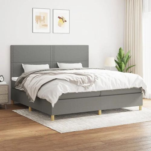 Prolenta Premium - Sommier à lattes de lit avec matelas Gris foncé 200x200cm Tissu