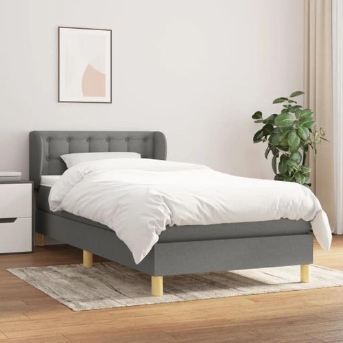 Prolenta Premium - Sommier à lattes de lit avec matelas Gris foncé 100x200cm Tissu