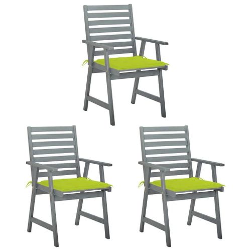 Prolenta Premium - Chaises À Manger D'extérieur Lot De 3 Et Coussins Acacia Massif