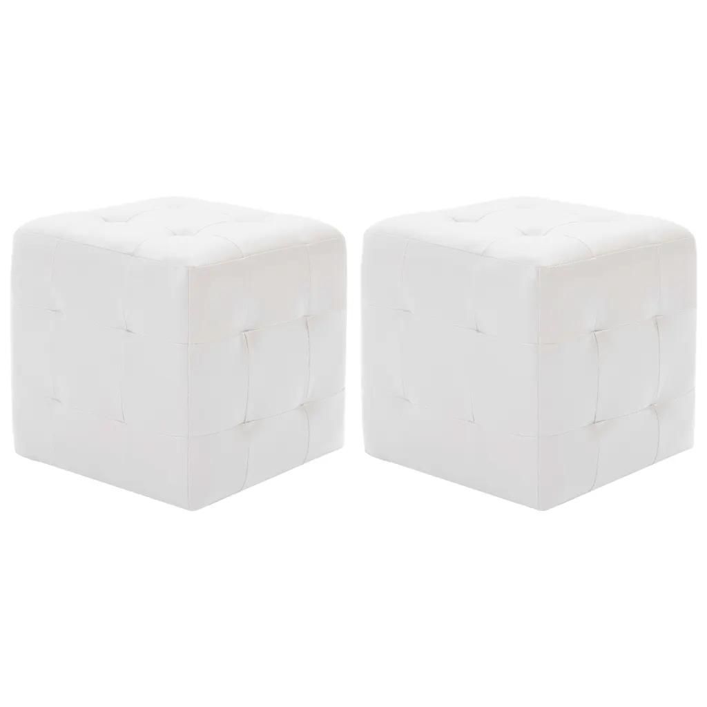 Prolenta Premium - Poufs 2 Pcs Blanc 30 X 30 X 30 Cm Similicuir