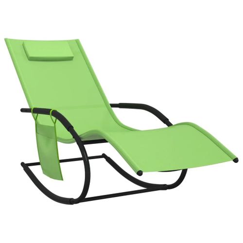Prolenta Premium - Chaises Longues À Bascule Lot De 2 Vert Acier Et Textilène