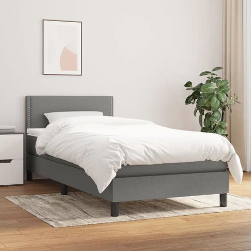 Prolenta Premium - Sommier à lattes de lit avec matelas Gris foncé 100x200cm Tissu