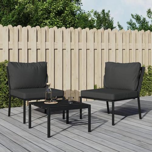 Prolenta Premium - Chaises De Jardin Avec Coussins Gris Lot De 2 60x74x79 Cm Acier