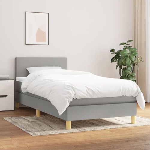 Prolenta Premium - Sommier à lattes de lit avec matelas Gris clair 100x200cm Tissu