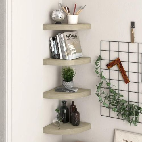 Prolenta Premium - Étagères D'angle Flottantes 4 Pcs Chêne 25x25x3,8 Cm Mdf