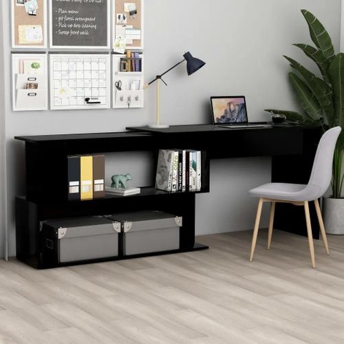 Prolenta Premium - Bureau D'angle Noir 200x50x76 Cm Bois D¿Ingénierie