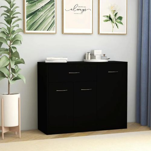 Prolenta Premium - Buffet Noir 88x30x70 Cm Bois D'ingénierie