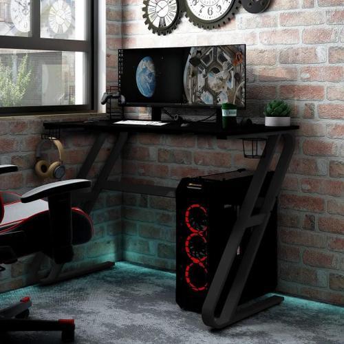 Prolenta Premium - Bureau De Jeu Avec Pieds En Forme De Zz Noir 110x60x75 Cm